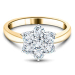 Diamond 0.75ct G/SI Quality 18k Yellow Gold Cluster Ring - All Diamond