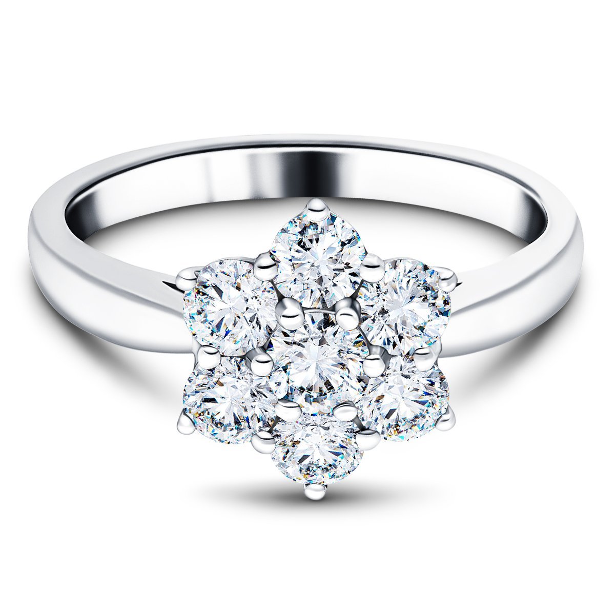Diamond 1.00ct G/SI Quality 18k White Gold Cluster Ring - All Diamond
