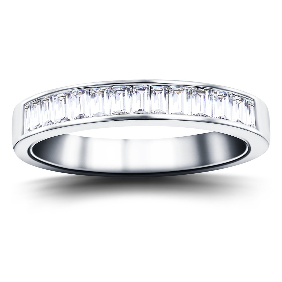 Diamond Baguette Channel Half Eternity Ring 0.50ct 18k White Gold - All Diamond