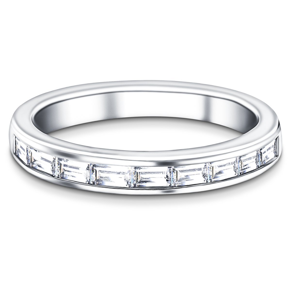 Diamond Baguette Half Eternity Ring 0.40ct G/SI in Platinum 2.3mm - All Diamond