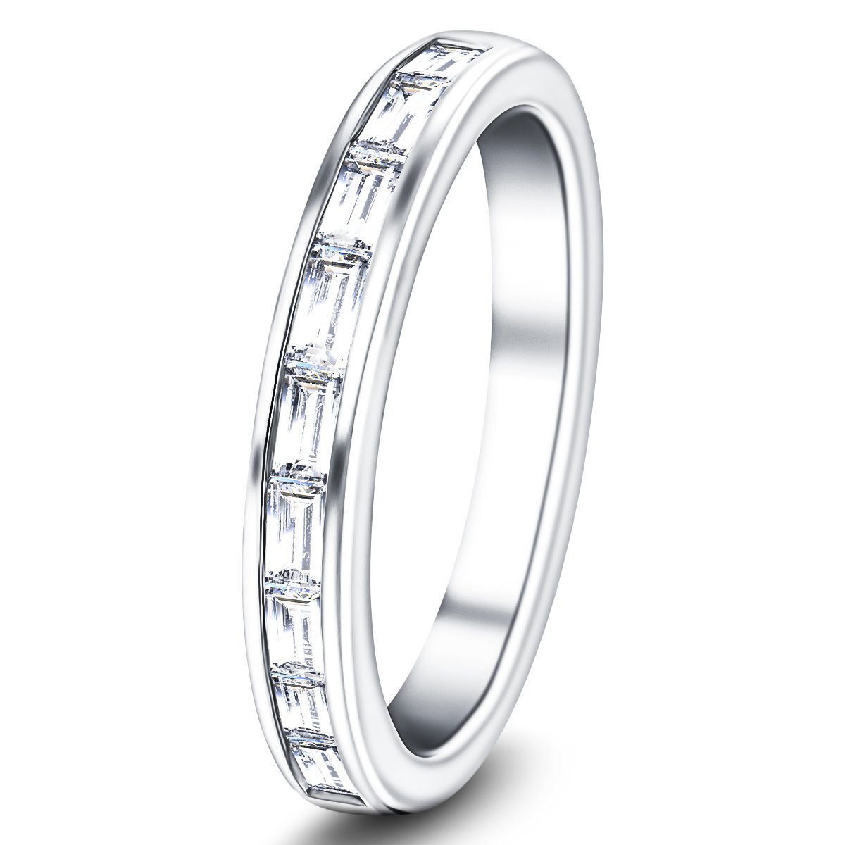 Diamond Baguette Half Eternity Ring 0.50ct G/SI 18k White Gold 2.7mm - All Diamond