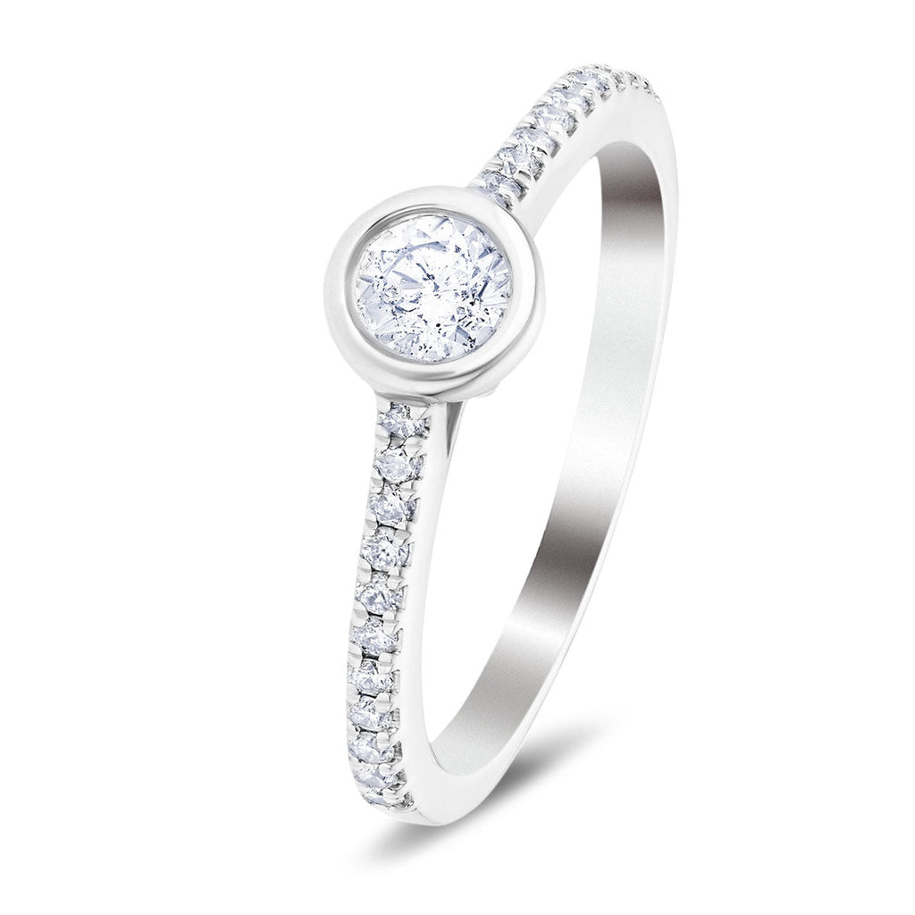 Diamond Bezel Side Stone Engagement Ring 0.38ct G/SI In Platinum - All Diamond