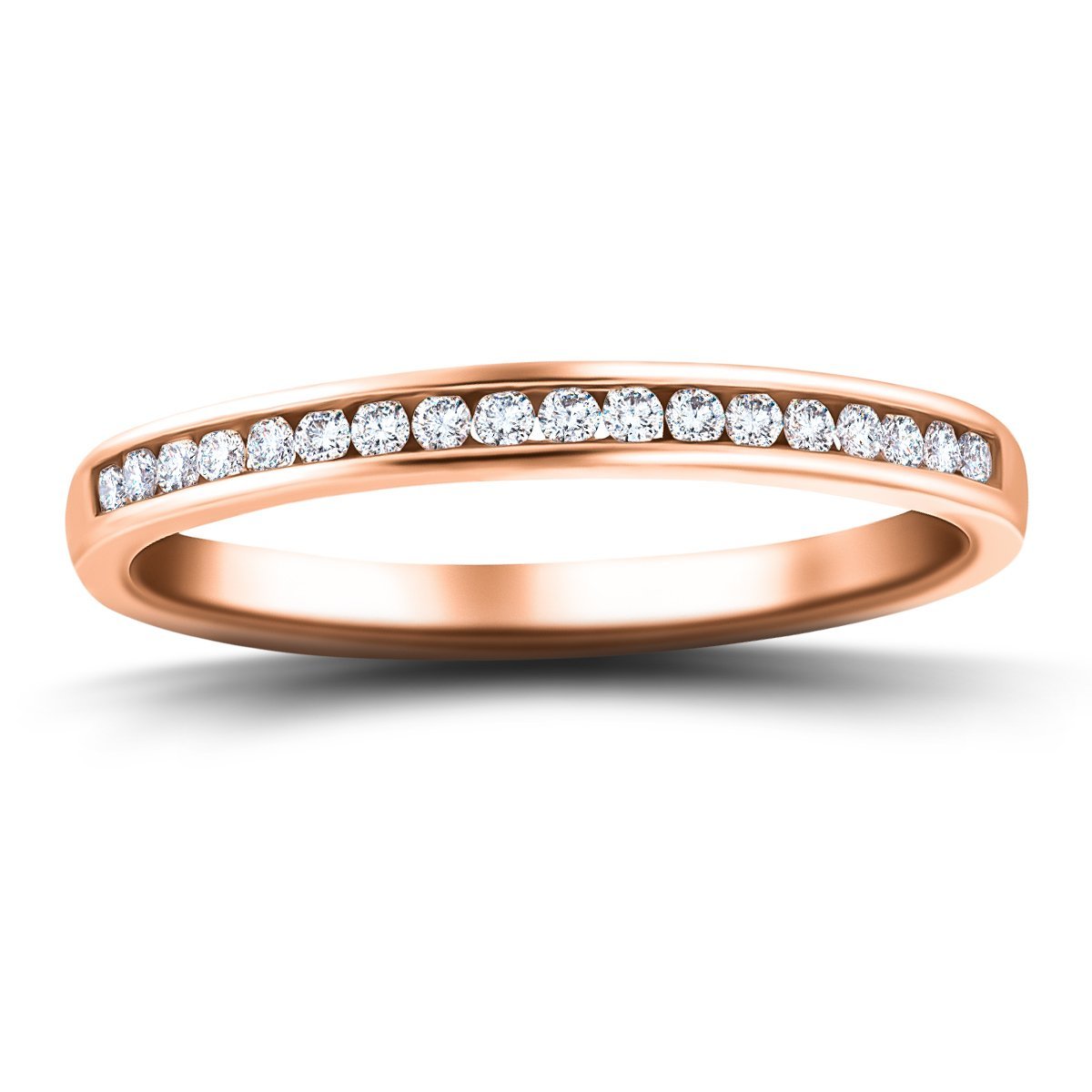 Diamond Channel Half Eternity Ring 0.15ct G/SI 18k Rose Gold 2.3mm - All Diamond