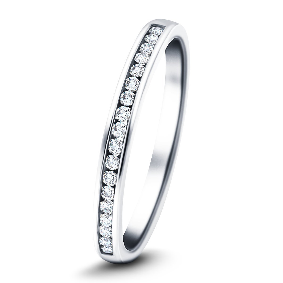 Diamond Channel Half Eternity Ring 0.15ct G/SI in Platinum 2.3mm - All Diamond