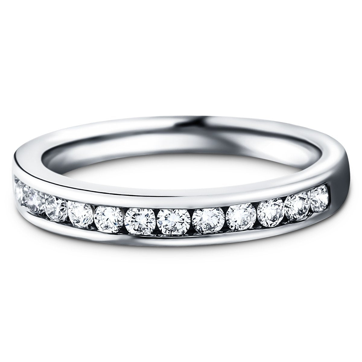 Diamond Channel Half Eternity Ring 0.33ct G/SI 18k White Gold 2.7mm - All Diamond