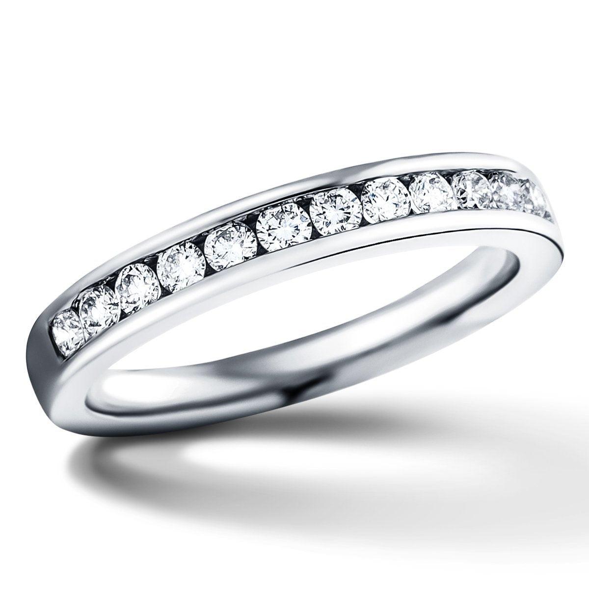 Diamond Channel Half Eternity Ring 0.33ct G/SI 18k White Gold 2.7mm - All Diamond