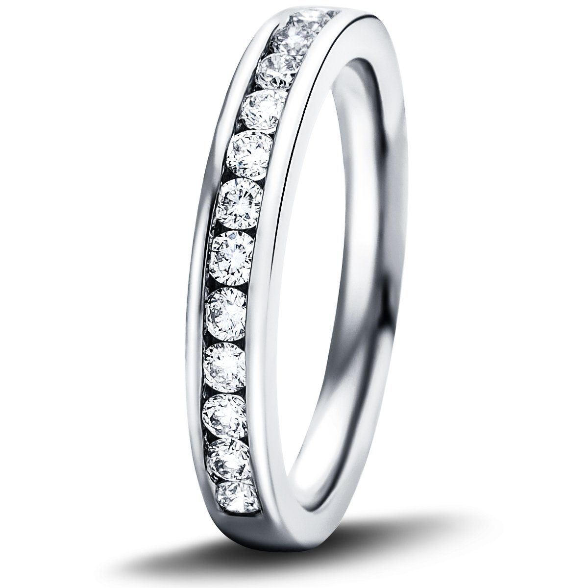 Diamond Channel Half Eternity Ring 0.33ct G/SI 18k White Gold 2.7mm - All Diamond