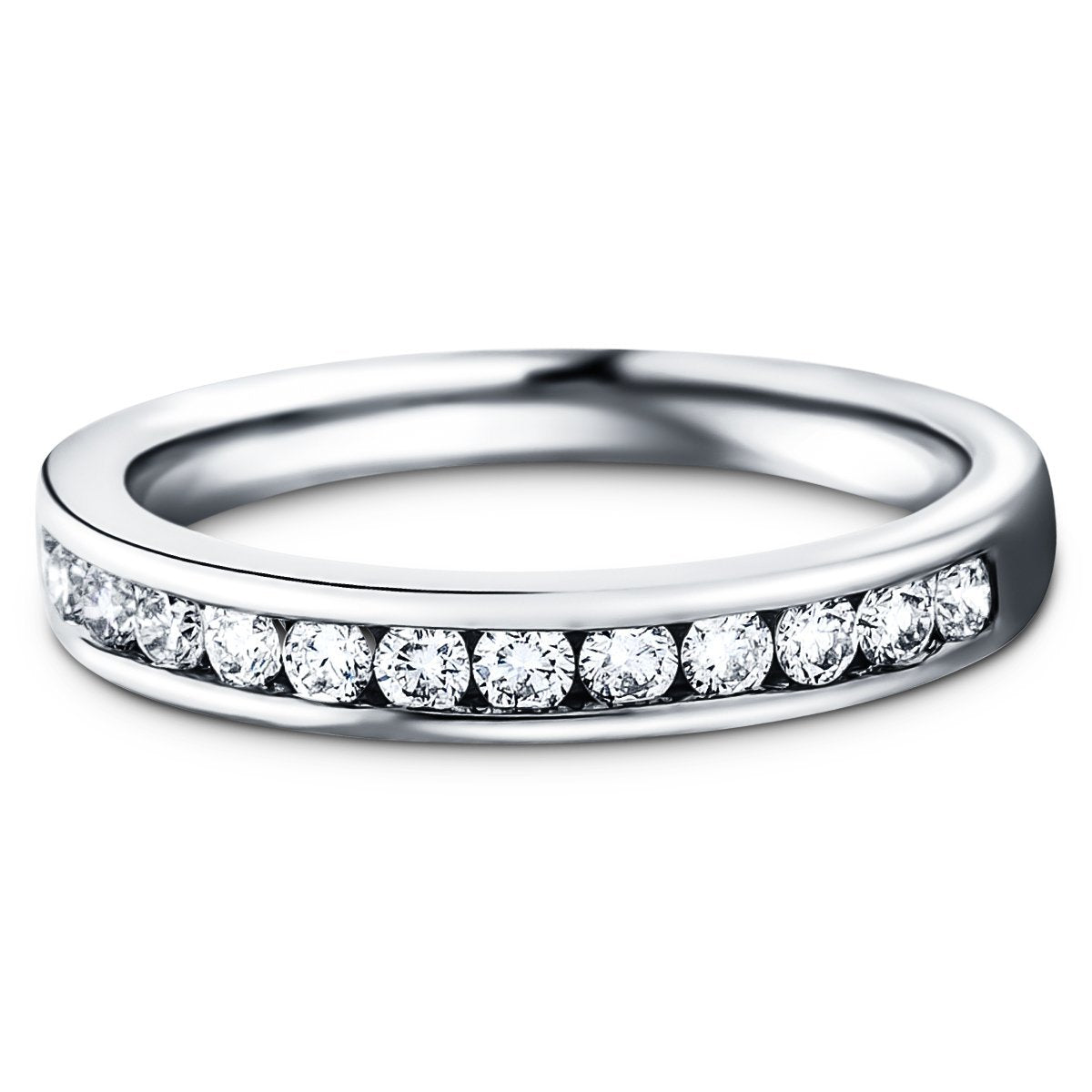Diamond Channel Half Eternity Ring 0.40ct G/SI 18k White Gold 3.1mm - All Diamond