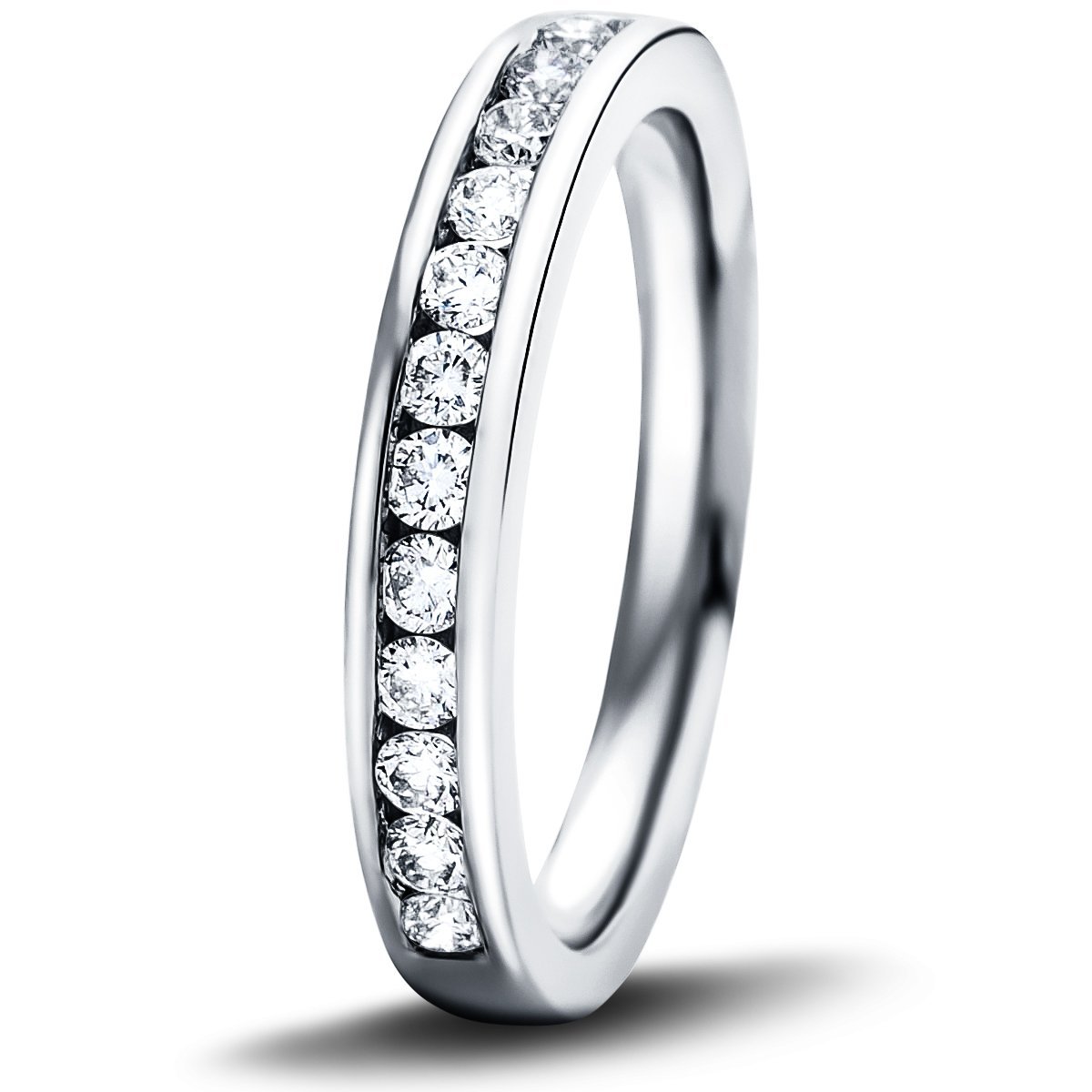 Diamond Channel Half Eternity Ring 0.40ct G/SI 18k White Gold 3.1mm - All Diamond