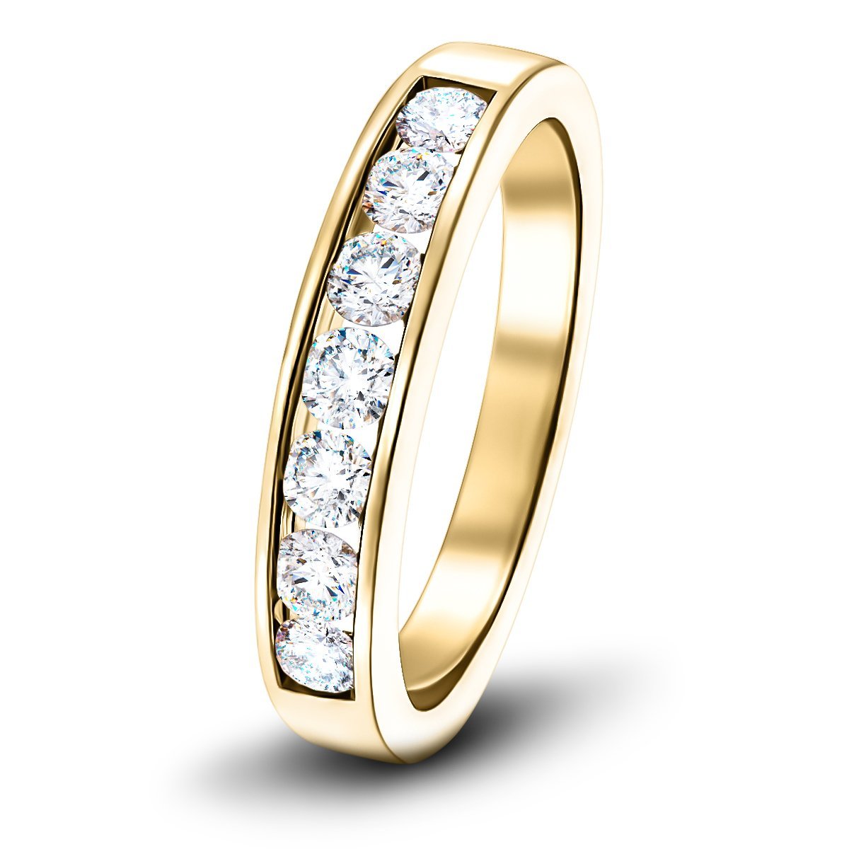 Diamond Channel Half Eternity Ring 0.50ct G/SI 18k Yellow Gold 3.5mm - All Diamond