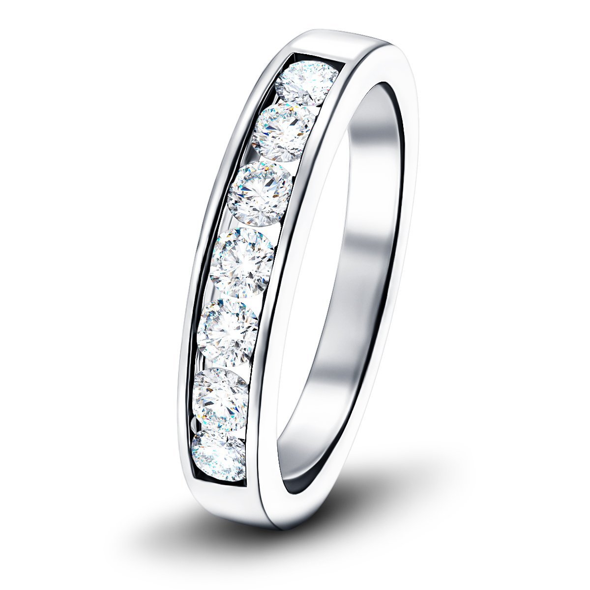 Diamond Channel Half Eternity Ring 0.50ct G/SI 9k White Gold 3.5mm - All Diamond