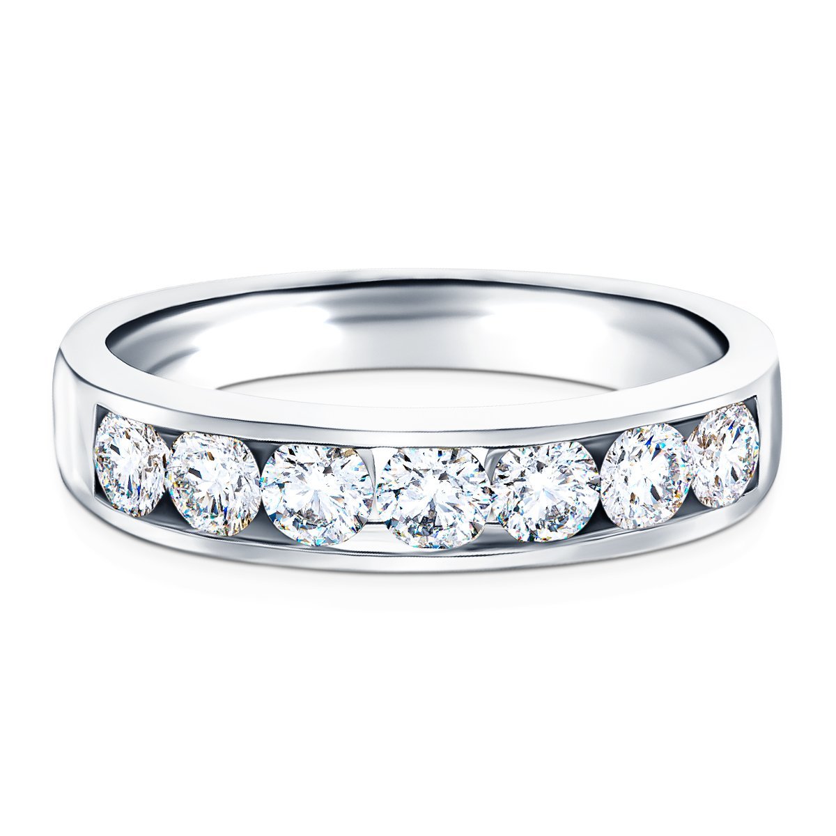 Diamond Channel Half Eternity Ring 0.80ct G/SI 18k White Gold 4.0mm - All Diamond