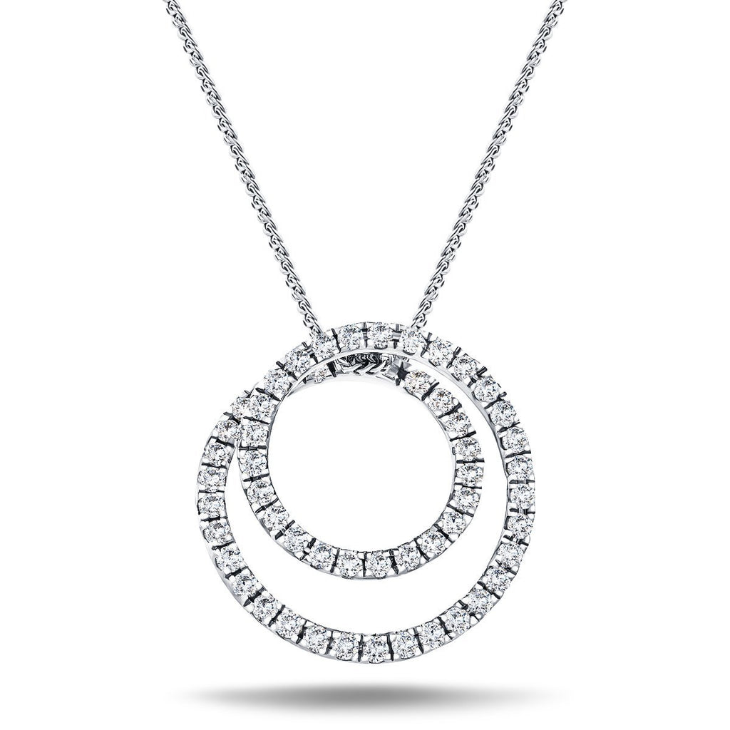 Diamond Circle Life Necklace 0.80ct G/SI Quality 18k White Gold W19.5 - All Diamond
