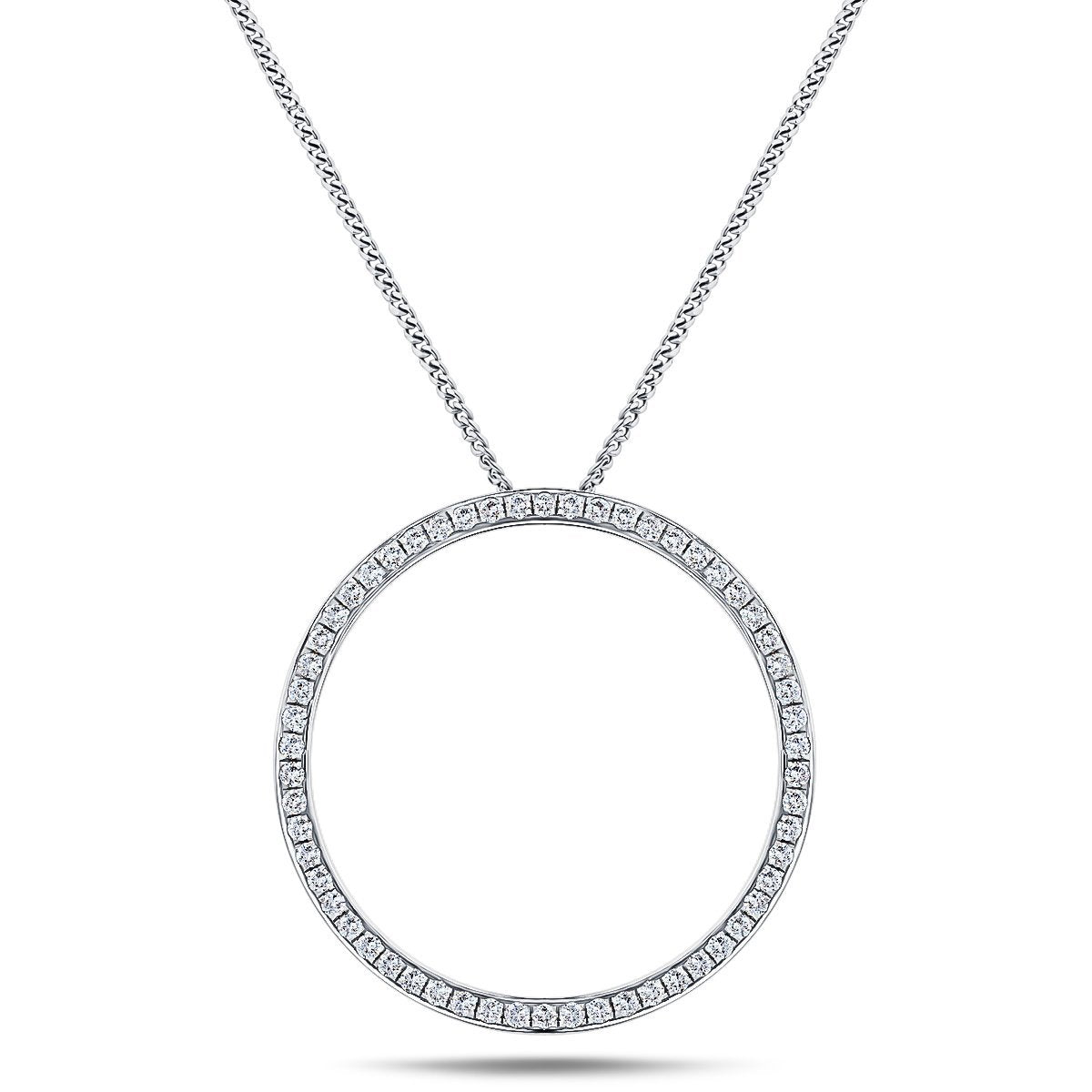 Diamond Circle of Life Necklace 0.50ct G/SI Quality in 18k White Gold - All Diamond