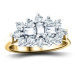 Diamond Cluster Boat Ring 2.00ct G/SI Quality in 18k Yellow Gold - All Diamond
