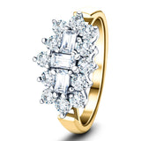 Diamond Cluster Boat Ring 2.00ct G/SI Quality in 18k Yellow Gold - All Diamond