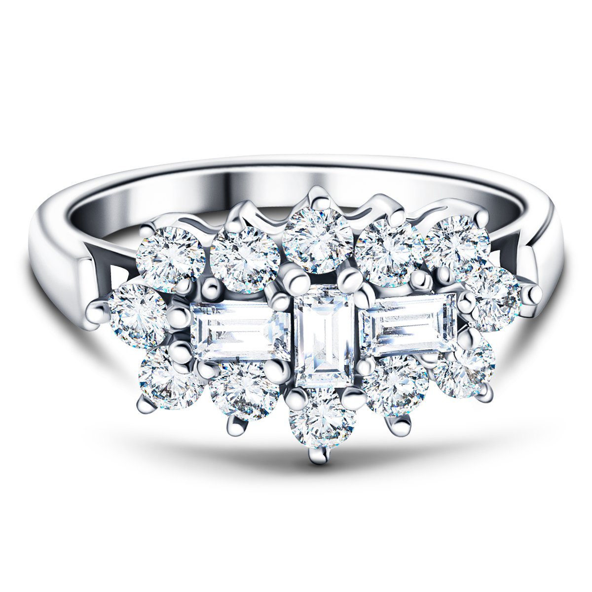 Diamond Cluster Boat Ring 2.00ct G/SI Quality in Platinum - All Diamond