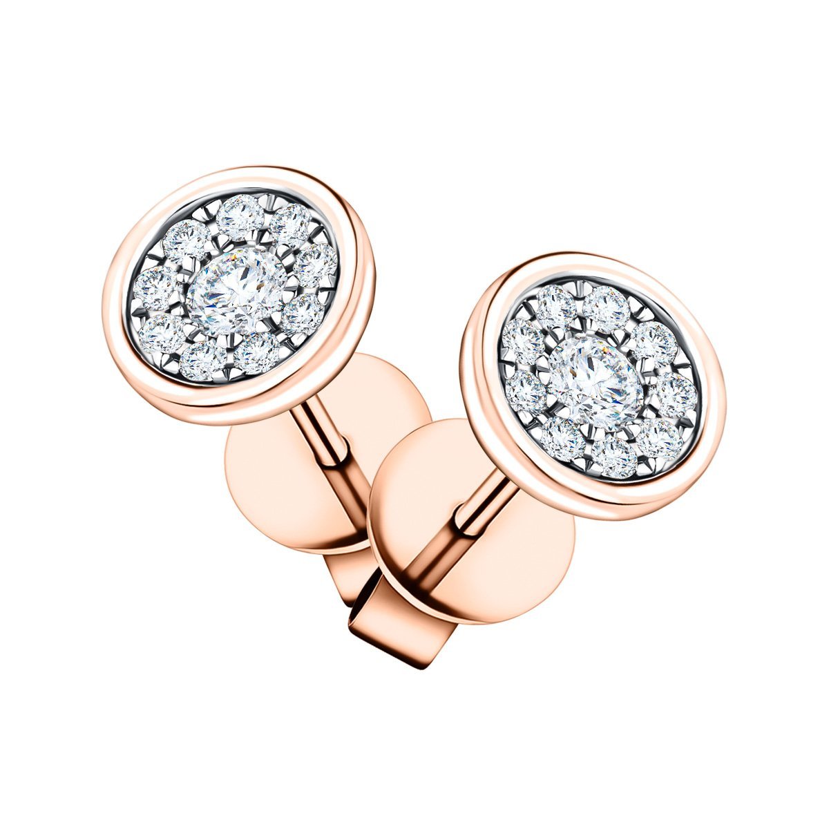 Diamond Cluster Circle Earrings 0.30ct G/SI Quality 18k Rose Gold - All Diamond