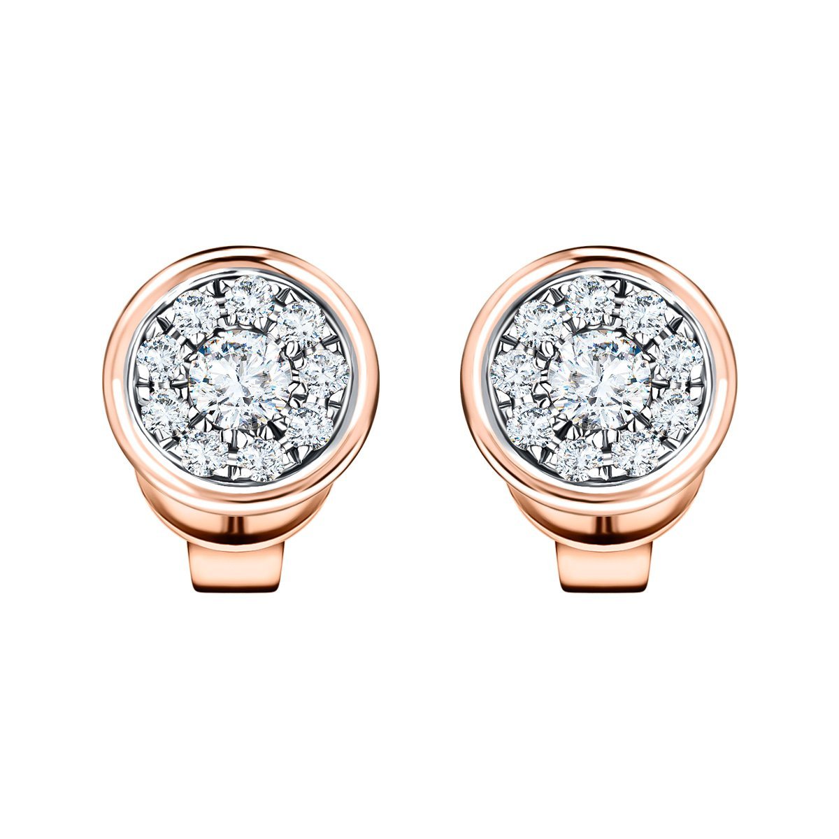 Diamond Cluster Circle Earrings 0.30ct G/SI Quality 18k Rose Gold - All Diamond