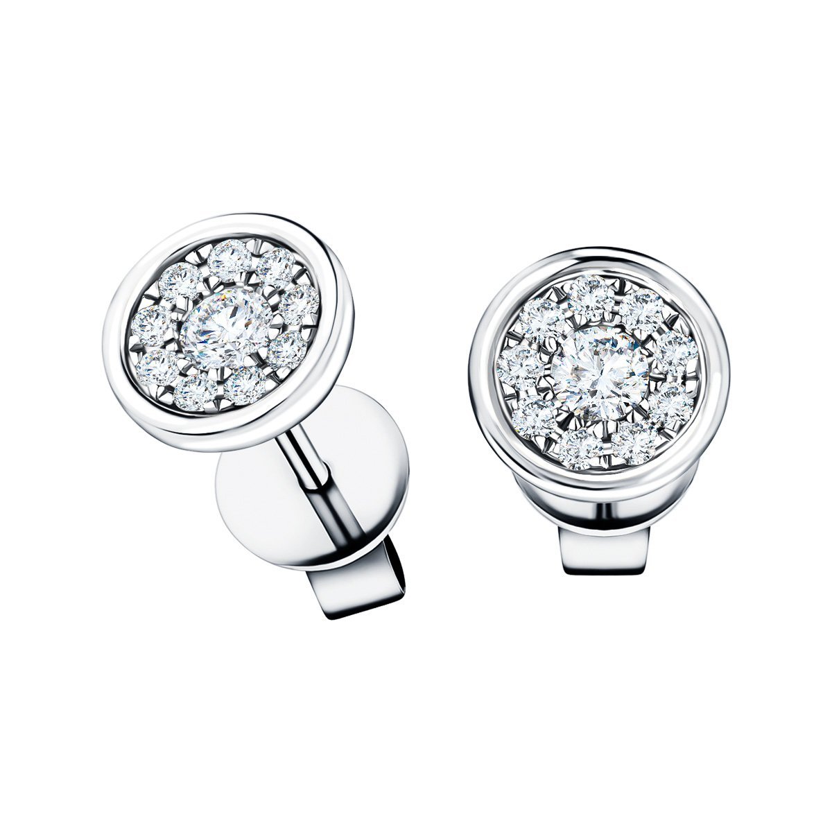 Diamond Cluster Circle Earrings 0.30ct G/SI Quality 18k White Gold - All Diamond