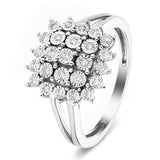 Diamond Cluster Cushion Ring 3.00ct Look G/SI Quality in 9k White Gold - All Diamond