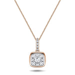 Diamond Cluster Pendant Necklace 0.25ct G/SI 18k Rose Gold 7.2mm - All Diamond