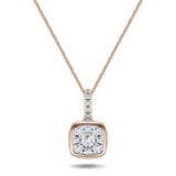 Diamond Cluster Pendant Necklace 0.25ct G/SI 18k Rose Gold 7.2mm - All Diamond