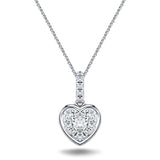 Diamond Cluster Pendant Necklace 0.25ct G/SI 18k White Gold 7.8mm - All Diamond