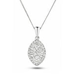 Diamond Cluster Pendant Necklace 0.50ct G/SI 18k White Gold 8.0x19.0 - All Diamond