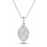 Diamond Cluster Pendant Necklace 0.50ct G/SI 18k White Gold 8.0x19.0 - All Diamond