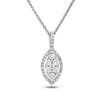 Diamond Cluster Pendant Necklace 0.50ct G/SI 18k White Gold 8.6x20.7 - All Diamond