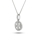 Diamond Cluster Pendant Necklace 0.50ct G/SI 18k White Gold 9.0x16.4 - All Diamond