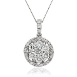 Diamond Cluster Pendant Necklace 0.60ct G/SI 18k White Gold 9.9x15.8 - All Diamond