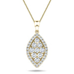 Diamond Cluster Pendant Necklace 0.60ct G/SI 18k Yellow Gold 9.1x21.5 - All Diamond