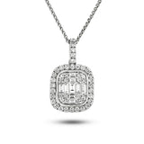 Diamond Cluster Pendant Necklace 0.75ct G/SI 18k White Gold 12.0x20.2 - All Diamond