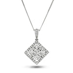 Diamond Cluster Pendant Necklace 0.75ct G/SI 18k White Gold 13.0x19.0 - All Diamond