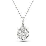 Diamond Cluster Pendant Necklace 0.75ct G/SI 18k White Gold 9.4x18.7 - All Diamond