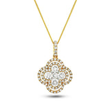 Diamond Cluster Pendant Necklace 0.80ct G/SI 18k Yellow Gold 13.0x19.0 - All Diamond