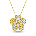 Diamond Cluster Pendant Necklace 1.00ct G/SI 18k Yellow Gold 17.2x17.8 - All Diamond