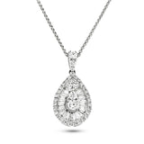 Diamond Cluster Pendant Necklace 1.30ct G/SI 18k White Gold 12.0x23.0 - All Diamond