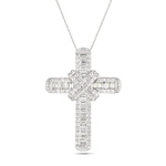 Diamond Cross Baguette & Round Diamonds 5.40ct In 18k White Gold - All Diamond