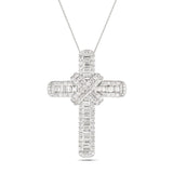 Diamond Cross Baguette & Round Diamonds 5.40ct In 18k White Gold - All Diamond