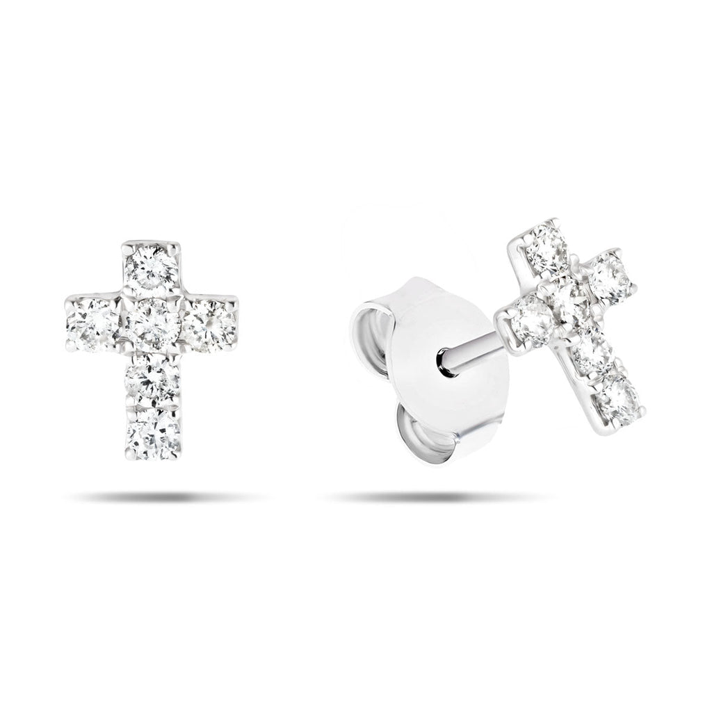 Diamond Cross Earrings 0.35ct G/SI Quality in 9k White Gold - All Diamond