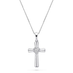 Diamond Cross Heart Pendant Necklace 0.05ct G/SI in 9k White Gold - All Diamond