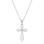 Diamond Cross Necklace With 0.06ct G/SI Diamonds in 9k White Gold - All Diamond