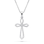 Diamond Cross Necklace With 0.06ct G/SI Diamonds in 9k White Gold - All Diamond