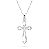 Diamond Cross Necklace With 0.06ct G/SI Diamonds in 9k White Gold - All Diamond