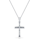 Diamond Cross Necklace with 0.11ct G/SI Diamonds in 9K White Gold - All Diamond