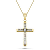 Diamond Cross Necklace with 0.11ct G/SI Diamonds in 9K Yellow Gold - All Diamond