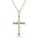 Diamond Cross Necklace with 0.50ct G/SI Diamonds in 9K Yellow Gold - All Diamond